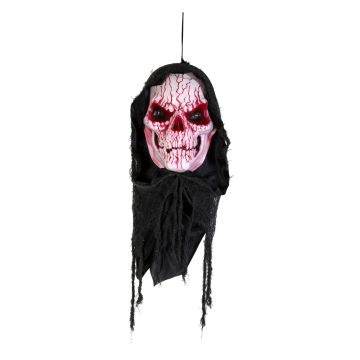 Décoration Halloween Sang Tête de mort FRANKY, suspendue, fonction sonore, LED, 80cm