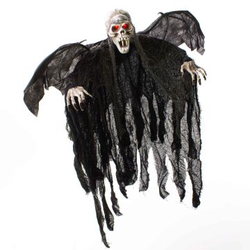 Décoration d'Halloween : squelette fantôme ALFIE avec ailes de chauve-souris, LED, 85 cm Décoration d'Halloween : squelette fantôme ALFIE avec ailes de chauve-souris, LED, 85 cm