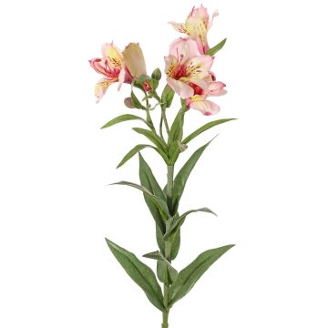 Branche décorative de lys des Andes AUBERTA, rose-fuchsia-jaune, 75 cm, Ø 6 cm