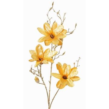 Branche de magnolia en velours LEAFY, jaune-or, 115cm Branche de magnolia en velours LEAFY, jaune-or, 115cm