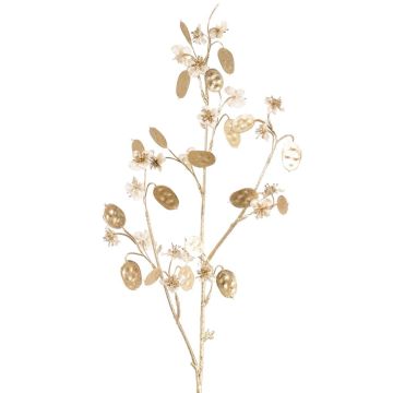 Branche artificielle de lunaria en satin PINDUS avec fleurs, crème-doré, 85 cm Branche artificielle de lunaria en satin PINDUS avec fleurs, crème-doré, 85 cm