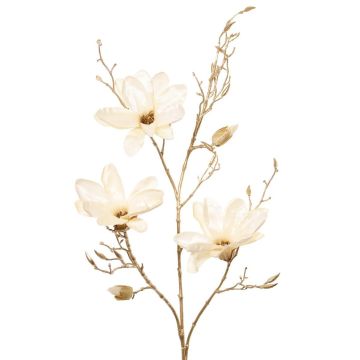 Branche de magnolia en velours LEAFY, crème-or, 115cm Branche de magnolia en velours LEAFY, crème-or, 115cm