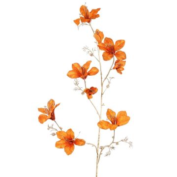 Branche décorative de bauhinia en velours GAZERA, orange-doré, 115 cm