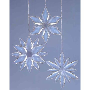 Pendentifs en acrylique en forme de flocon de neige WOLFGANG, lot de 3, transparents, transparent, Ø11-12cm Pendentifs en acrylique en forme de flocon de neige WOLFGANG, lot de 3, transparents, transparent, Ø11-12cm