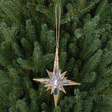Décoration de Noël « Étoile » MABOU, suspension, pailletée, dorée, 10 cm, Ø 10 cm