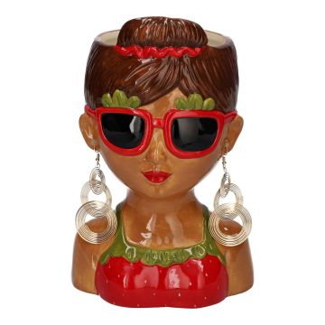 Vase décoratif en forme de buste de femme LENEA en céramique, multicolore, 15x13x23,5cm