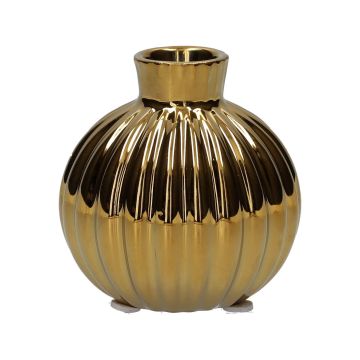 Bouteille en céramique OLLIVERA à cannelures, doré-métallisé, 8,2cm, Ø8cm Bouteille en céramique OLLIVERA à cannelures, doré-métallisé, 8,2cm, Ø8cm