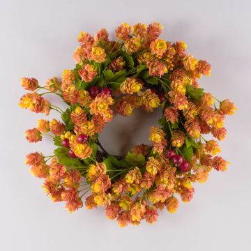 Couronne de houblon artificiel MABILA avec baies de houx, orange, Ø40cm Couronne de houblon artificiel MABILA avec baies de houx, orange, Ø40cm