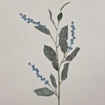 Branche de symphorine artificielle ELYSA, givrée, bleu, 75cm