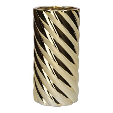 Vase de table WIRLSON en dolomite, torsadé, doré-métallisé, 19,1cm, Ø9,5cm Vase de table WIRLSON en dolomite, torsadé, doré-métallisé, 19,1cm, Ø9,5cm