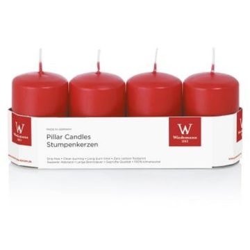 Couronne de l'Avent, bougies cylindriques JENARO, lot de 4, rouges, 8 cm, Ø 5 cm, 18 h - Fabriquées en Allemagne Couronne de l'Avent, bougies cylindriques JENARO, lot de 4, rouges, 8 cm, Ø 5 cm, 18 h - Fabriquées en Allemagne