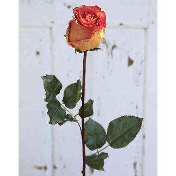 Rose artificielle OPHELIE, orange-jaune, 85cm, Ø7cm Rose artificielle OPHELIE, orange-jaune, 85cm, Ø7cm