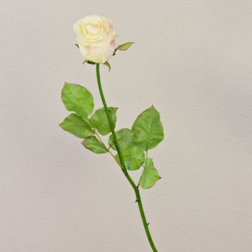 Rose artificielle OPHELIE, crème-rose, 85cm, Ø7cm