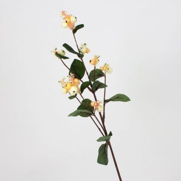 Branche de symphorine artificielle NERINA, baies, apricot-crème, 50cm
