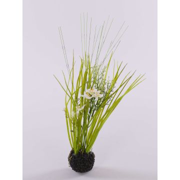 Herbes et Ornithogale artificiels MANFREDO, en motte de terre, blanc, 40cm Herbes et Ornithogale artificiels MANFREDO, en motte de terre, blanc, 40cm
