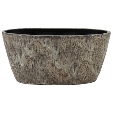 Bac à plantes ovale en terre cuite VELUM avec veinures, taupe, 32x15x15cm Bac à plantes ovale en terre cuite VELUM avec veinures, taupe, 32x15x15cm