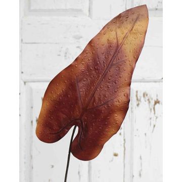 Feuille de caladium artificielle DONALD, orange-brun, 80cm