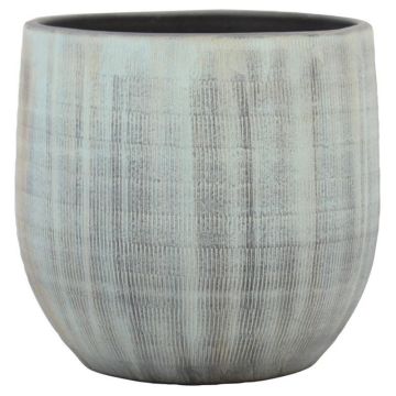Pot en céramique DELTA à cannelures, bleu clair-gris, 30cm, Ø32cm