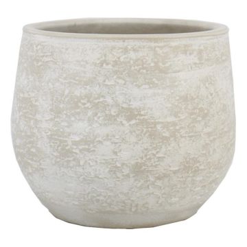 Cache-pot en ciment ASIALY veiné, gris clair, 31cm, Ø36cm