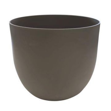 Pot à plantes rond ANOUCK en plastique recyclé, taupe, 32,5cm, Ø39cm
