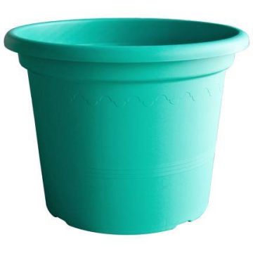 Pot de fleurs rond URMINA en plastique, avec des trous, cyan, 26cm, Ø35cm