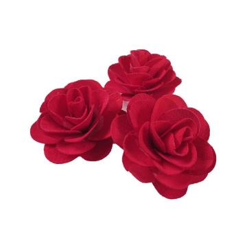 Fleurs décoratives DELPHINE en bois, 5 pièces, rouges, Ø 5 cm