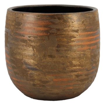 Pot en céramique RODYN à cannelures, dégradé, doré, 45cm, Ø49cm