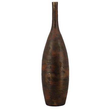 Vase en céramique Bouteille déco RODYN à cannelures, dégradé, doré, 100cm, Ø26cm