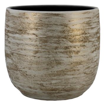 Pot en céramique RODYN à cannelures, dégradé, blanc-doré, 45cm, Ø49cm