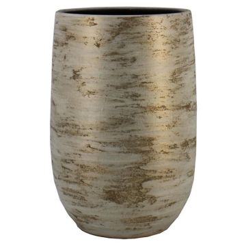 Vase en céramique RODYN à cannelures, dégradé, blanc-doré, 50cm, Ø32cm Vase en céramique RODYN à cannelures, dégradé, blanc-doré, 50cm, Ø32cm