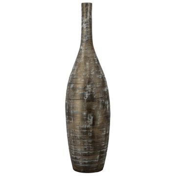 Vase en céramique Bouteille déco RODYN à cannelures, dégradé, brun, 100cm, Ø26cm