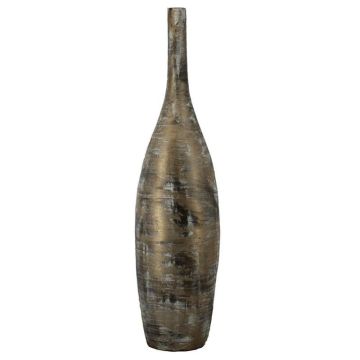 Vase en céramique Bouteille déco RODYN à cannelures, dégradé, brun, 120cm, Ø29cm