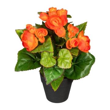 Fleur artificielle Bégonia SYLINA, pot décoratif noir, orange, 25cm Fleur artificielle Bégonia SYLINA, pot décoratif noir, orange, 25cm