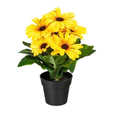 Fleur artificielle Gerbera KROLVEN en pot décoratif noir, jaune, 27cm Fleur artificielle Gerbera KROLVEN en pot décoratif noir, jaune, 27cm