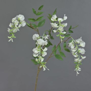 Branche de glycine en tissu SOULA avec fleurs, blanc, 80cm Branche de glycine en tissu SOULA avec fleurs, blanc, 80cm