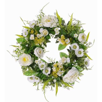 Couronne d'été artificielle FAHIRA, renoncule, pâquerette, crème, Ø25cm Couronne d'été artificielle FAHIRA, renoncule, pâquerette, crème, Ø25cm