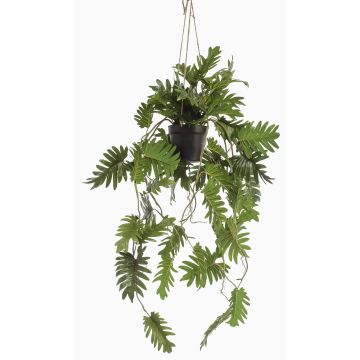 Panier suspendu avec Philodendron selloum artificiel URCO, pot décoratif, 80cm