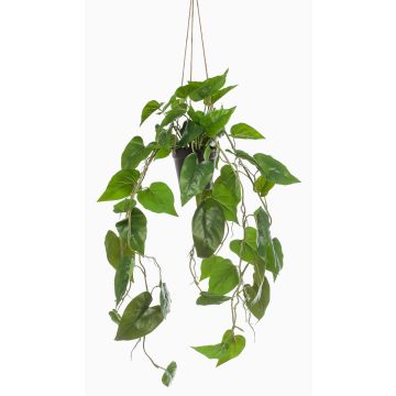Panier suspendu avec Philodendron scandens artificiel URCO, pot décoratif, 80cm