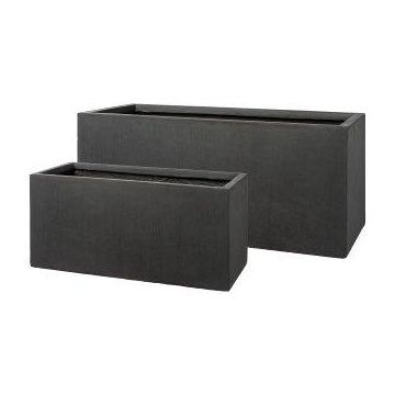 Jardinière rectangulaire KIRIMA, 2 pièces, fibre de verre, anthracite, 60x28x28cm, 80x35x35cm Jardinière rectangulaire KIRIMA, 2 pièces, fibre de verre, anthracite, 60x28x28cm, 80x35x35cm
