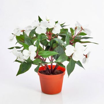 Impatiens artificielle AGENI, blanc, 25cm, Ø4-6cm