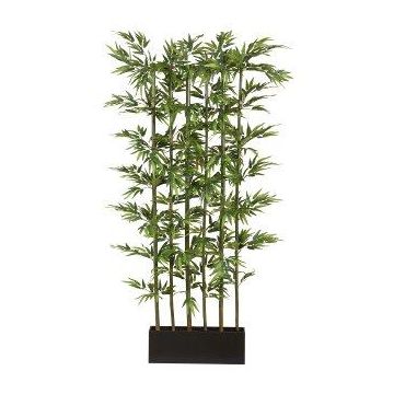 Séparation de pièce en bambou flèche artificiel KAWAI dans un bac en bois, troncs naturels, 95x50x165cm Séparation de pièce en bambou flèche artificiel KAWAI dans un bac en bois, troncs naturels, 95x50x165cm