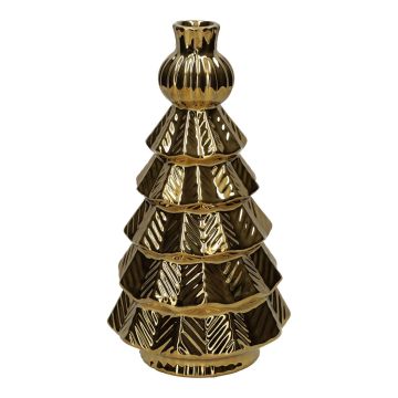 Bouteille déco Sapin BRIXON, feuille motif, céramique, doré-métallisé, 15,5cm, Ø10cm Bouteille déco Sapin BRIXON, feuille motif, céramique, doré-métallisé, 15,5cm, Ø10cm