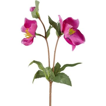 Branche de fleurs artificielles Rose de Noël IRAFESA, rose fuchsia, 40cm