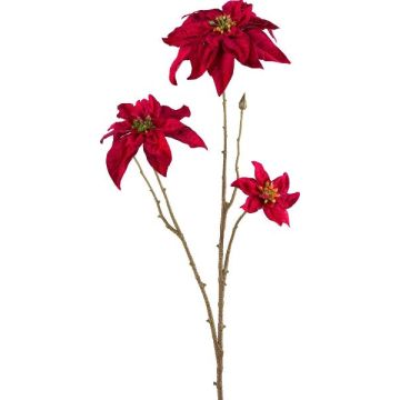 Branche de fleurs artificielles Étoile de Noël VORLIN, rouge, 65cm