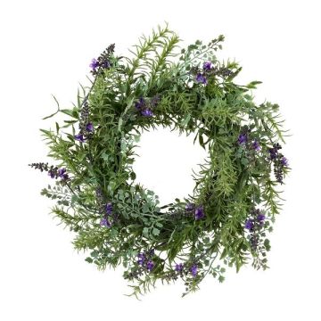 Couronne artificielle de lavande, de romarin et de fougère NOPLI, violet, Ø45cm