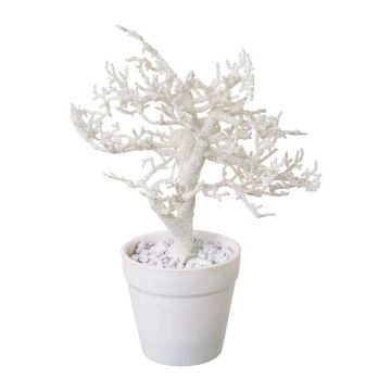 Arbre artificiel hêtre BONKA, sans feuilles, pot décoratif, blanc, 24 cm
