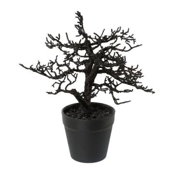 Arbre artificiel hêtre BONKA, sans feuilles, pot décoratif, noir, 24 cm