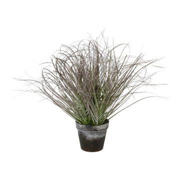 Herbe artificielle Pennisetum PONZA en pot décoratif, givré, blanc-vert, 45cm