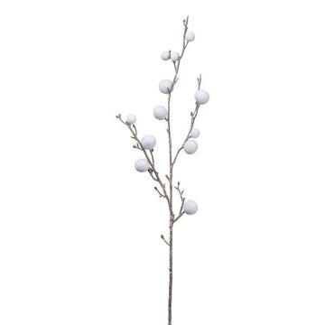 Branche décorative de coton GRIFON avec des fruits, blanc, 90cm Branche décorative de coton GRIFON avec des fruits, blanc, 90cm