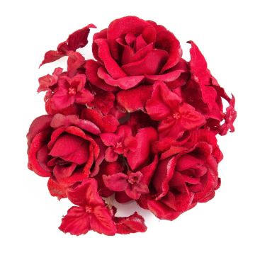 Anneau de bougie en tissu INGA, rose, hortensia, rouge, Ø10cm Anneau de bougie en tissu INGA, rose, hortensia, rouge, Ø10cm